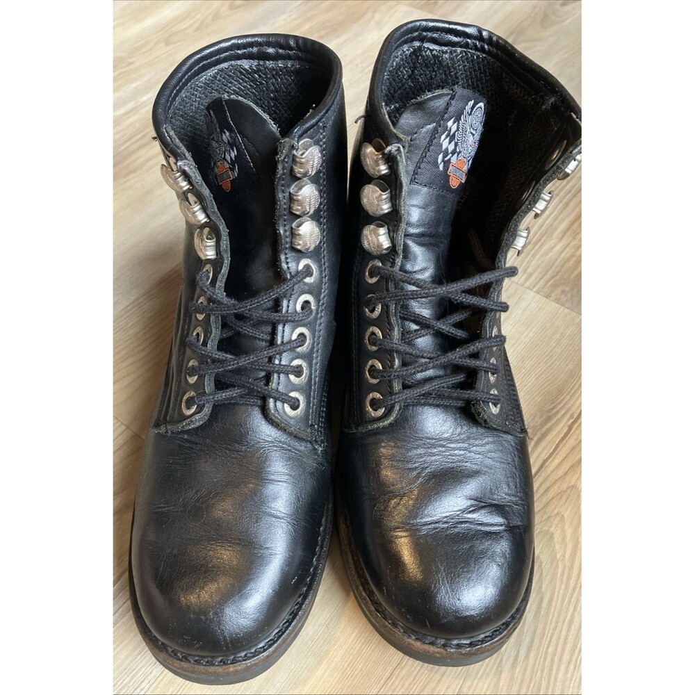 Vintage Harley-Davidson Black Leather Lace-Up Boots Men’s Sz 8.5 Made in Korea